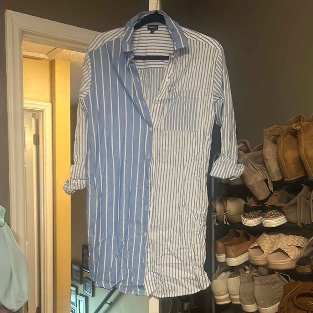 Blue and White Striped oh shirt/tunic/coverup